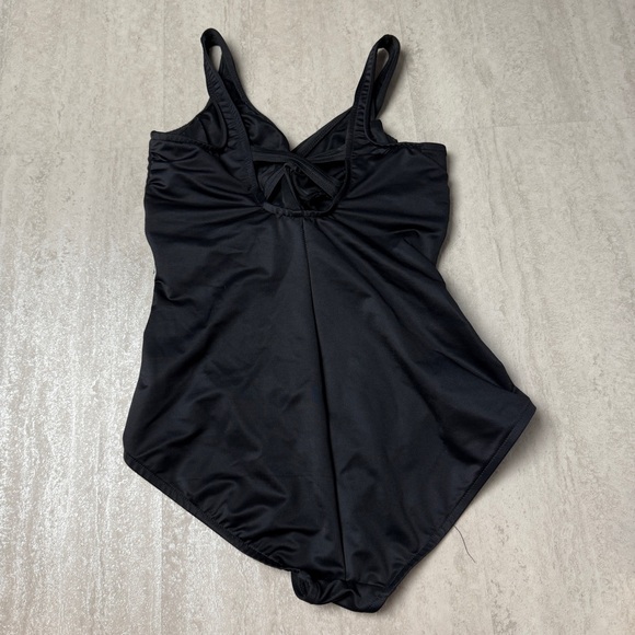 Miraclesuit black one piece swimsuit Oceanus wrap Ruched slimming swimsuit - Picture 6 of 12
